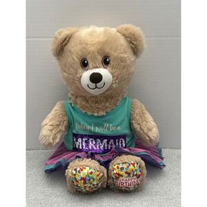 Build-A-Bear Happy Birthday Bear Mermaid Outfit Teal Purple Tutu Plush 15 inch